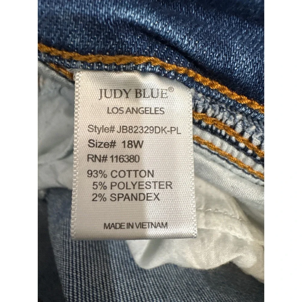 Judy Blue Slim Fit High Rise Dark Wash Distressed Hem Jeans 18W